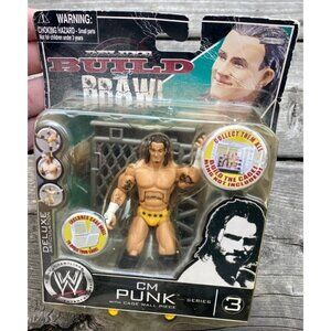 2008 Jakks WWE Wrestling Deluxe Build & Brawl Series 3 4” Figure CM Punk NEW